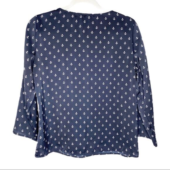 Cynthia Rowley Nautical Anchor Blue Blouse Top Small - Picture 6 of 6